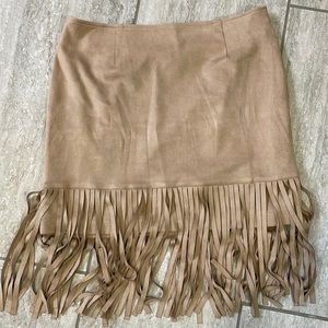 gianni bini fringe faux suede skirt.